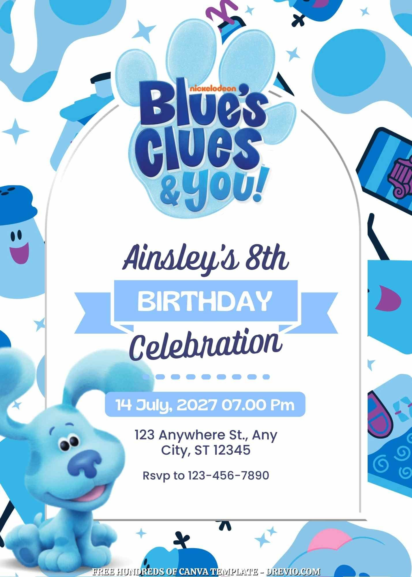 Free – 14+ Blue&amp;#039;S Clues Canva Birthday Invitation Templates regarding Blue&amp;amp;#039;s Clues Invitations Free Printable