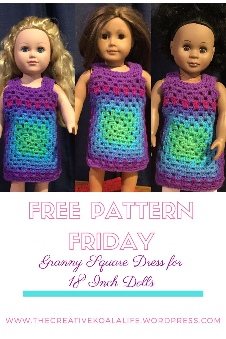 Free 18 Inch Doll Granny Square Dress Pattern | Crochet Doll throughout Free Printable Crochet Doll Clothes Patterns for 18 Inch Dolls