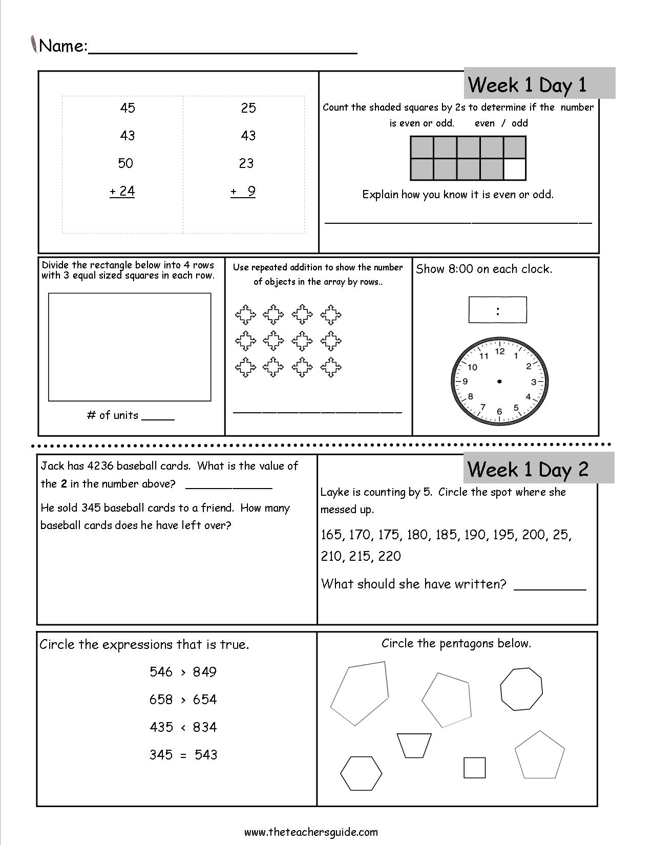 Free 3Rd Grade Daily Math Worksheets inside Free Printable Daily Math Warm Ups