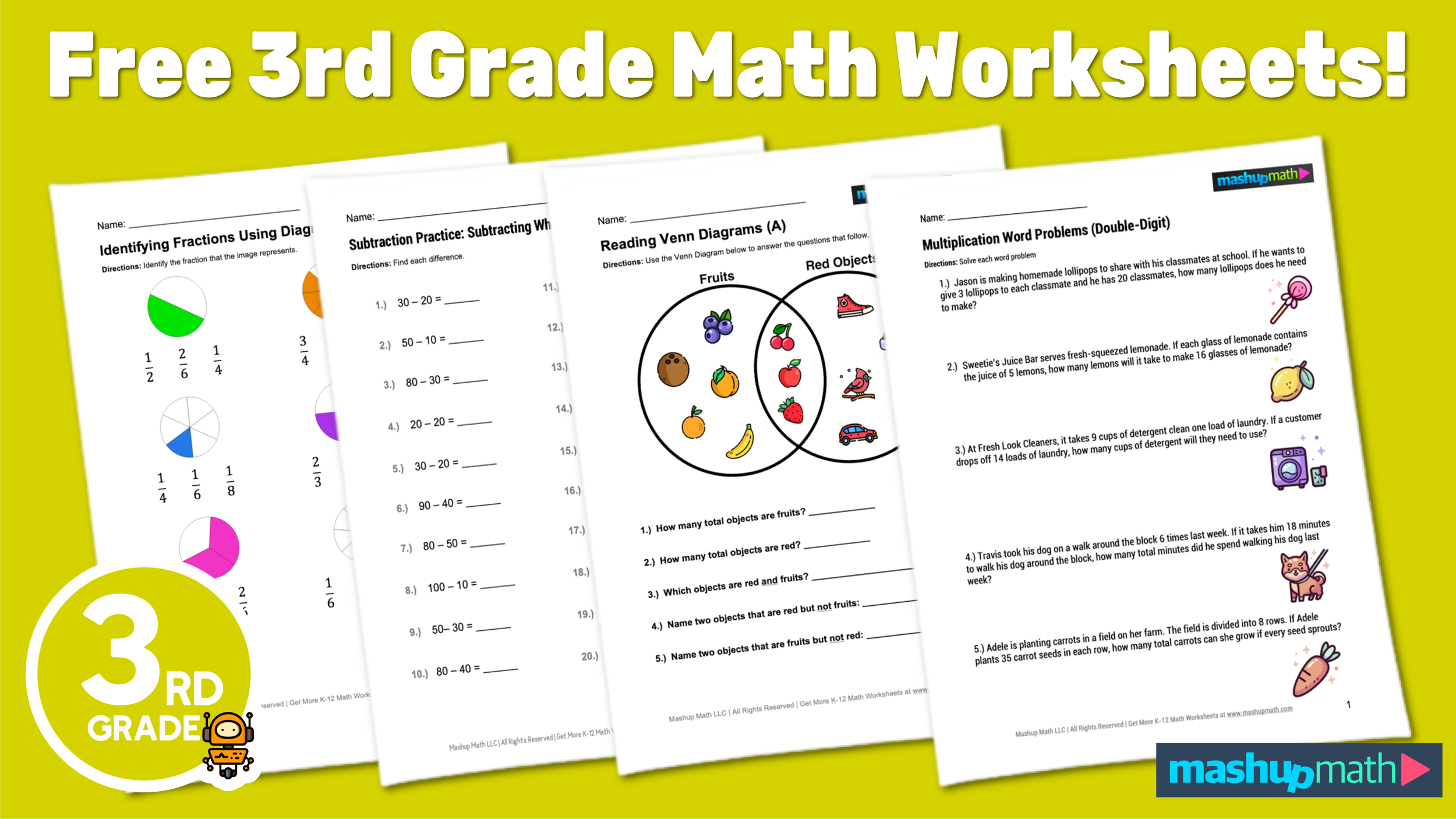 Free 3Rd Grade Math Worksheets—Printable W/ Answers — Mashup Math with Free Printable Common Core Math Worksheets For Third Grade