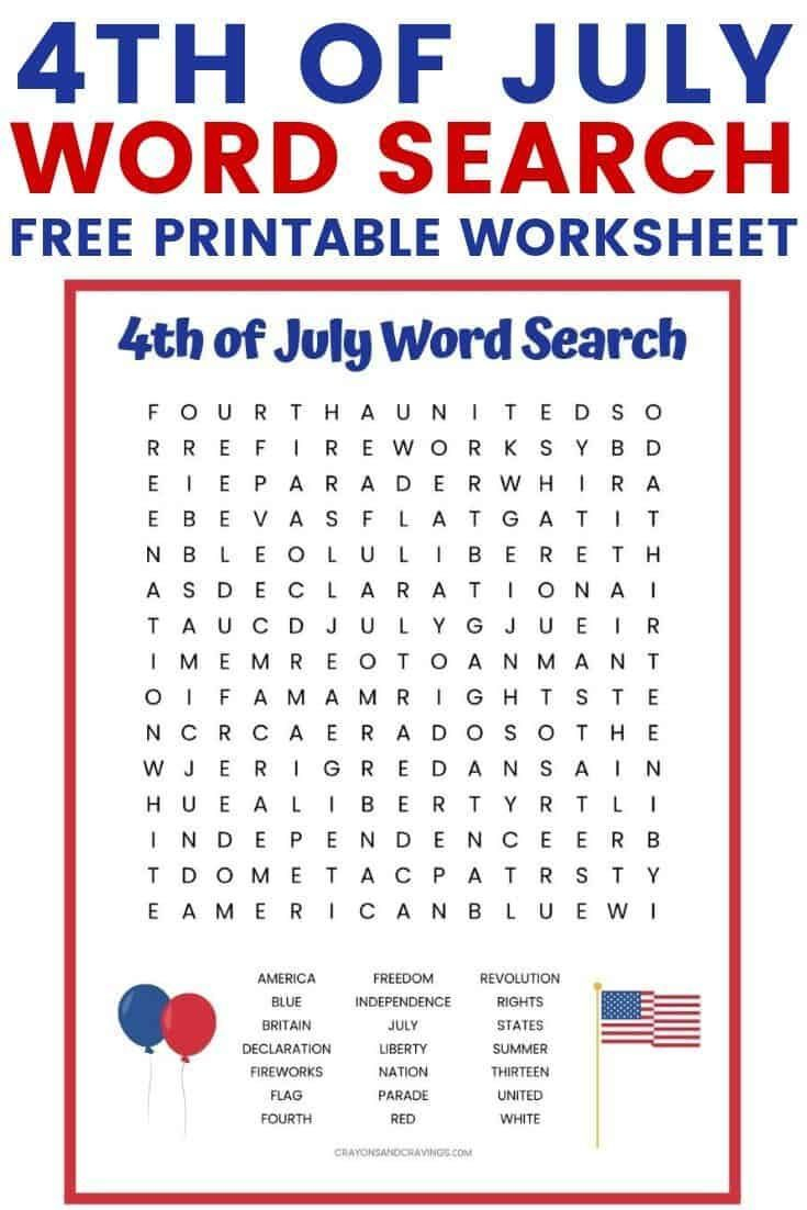 Free 4Th Of July Word Search Printable With 21 Words To Find! A throughout Free 4Th Of July Printables