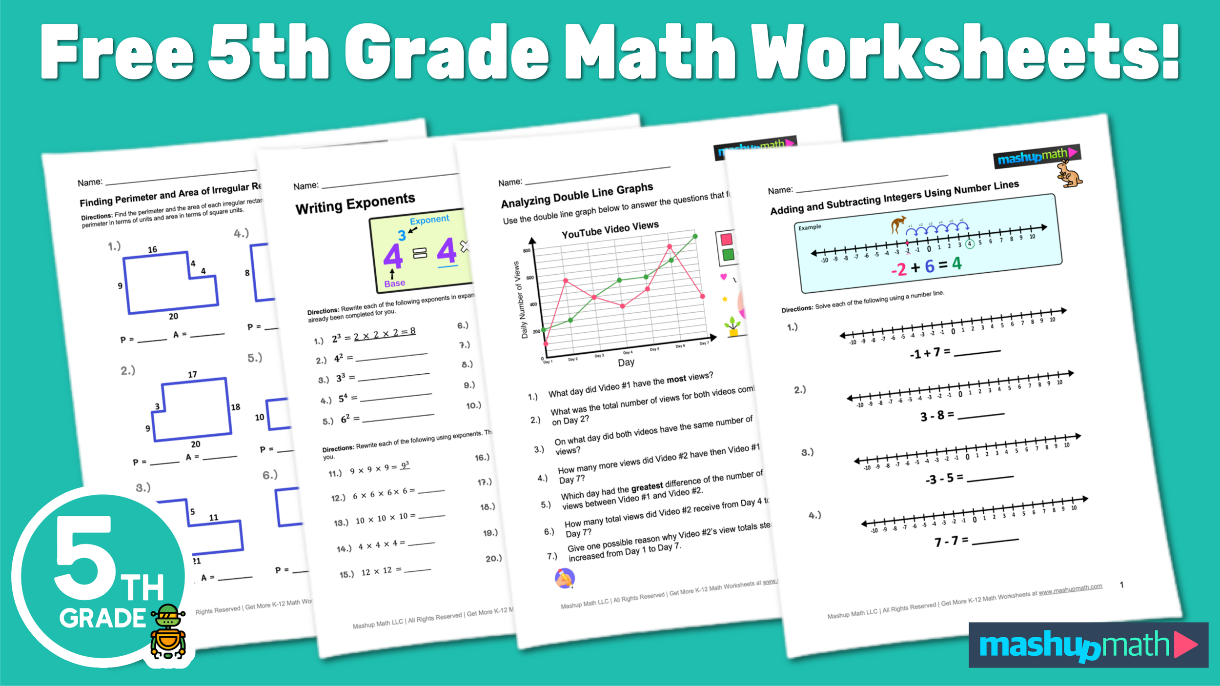 Free 5Th Grade Math Worksheets—Printable W/ Answers — Mashup Math in Free Printable 5Th Grade Math Worksheets