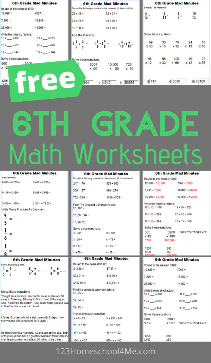Free 6Th Grade Math Worksheets with Free Printable Math Worksheets For 6Th Grade