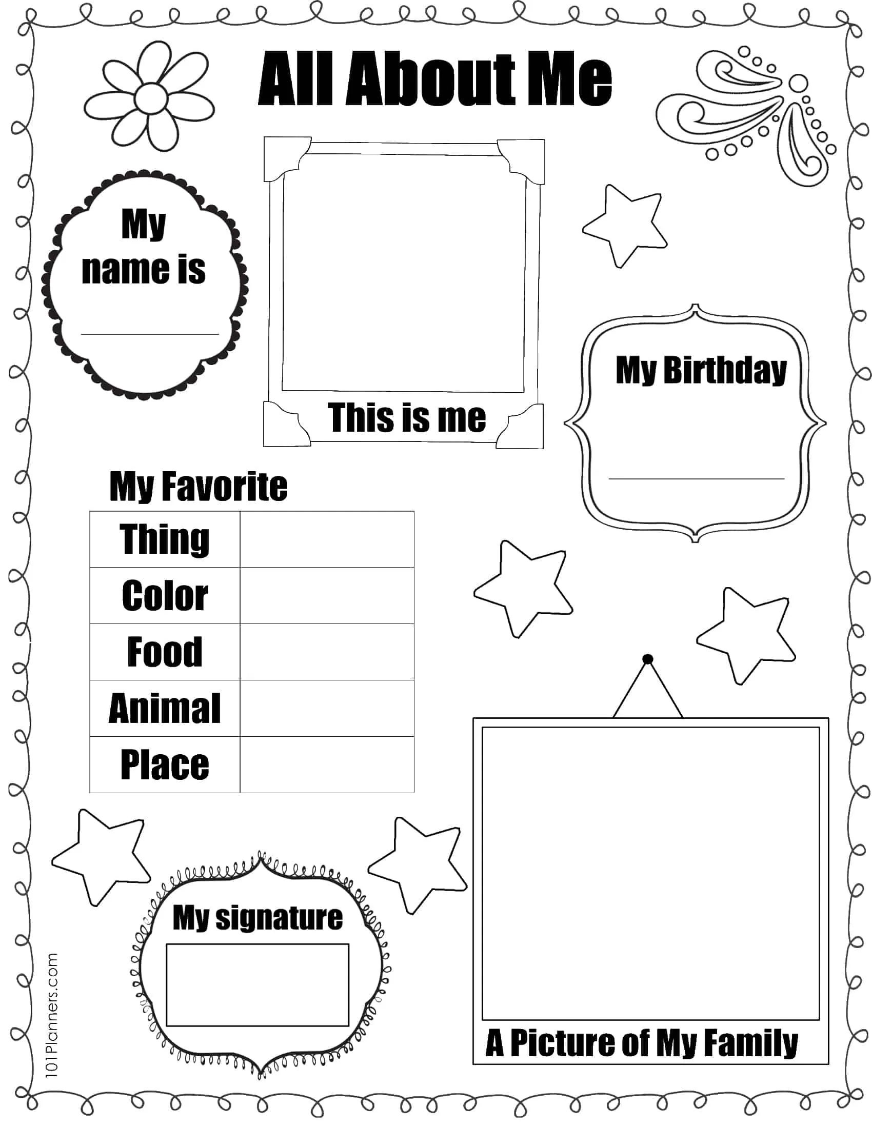 Free All About Me Poster And Workbook with Free Printable All About Me Poster