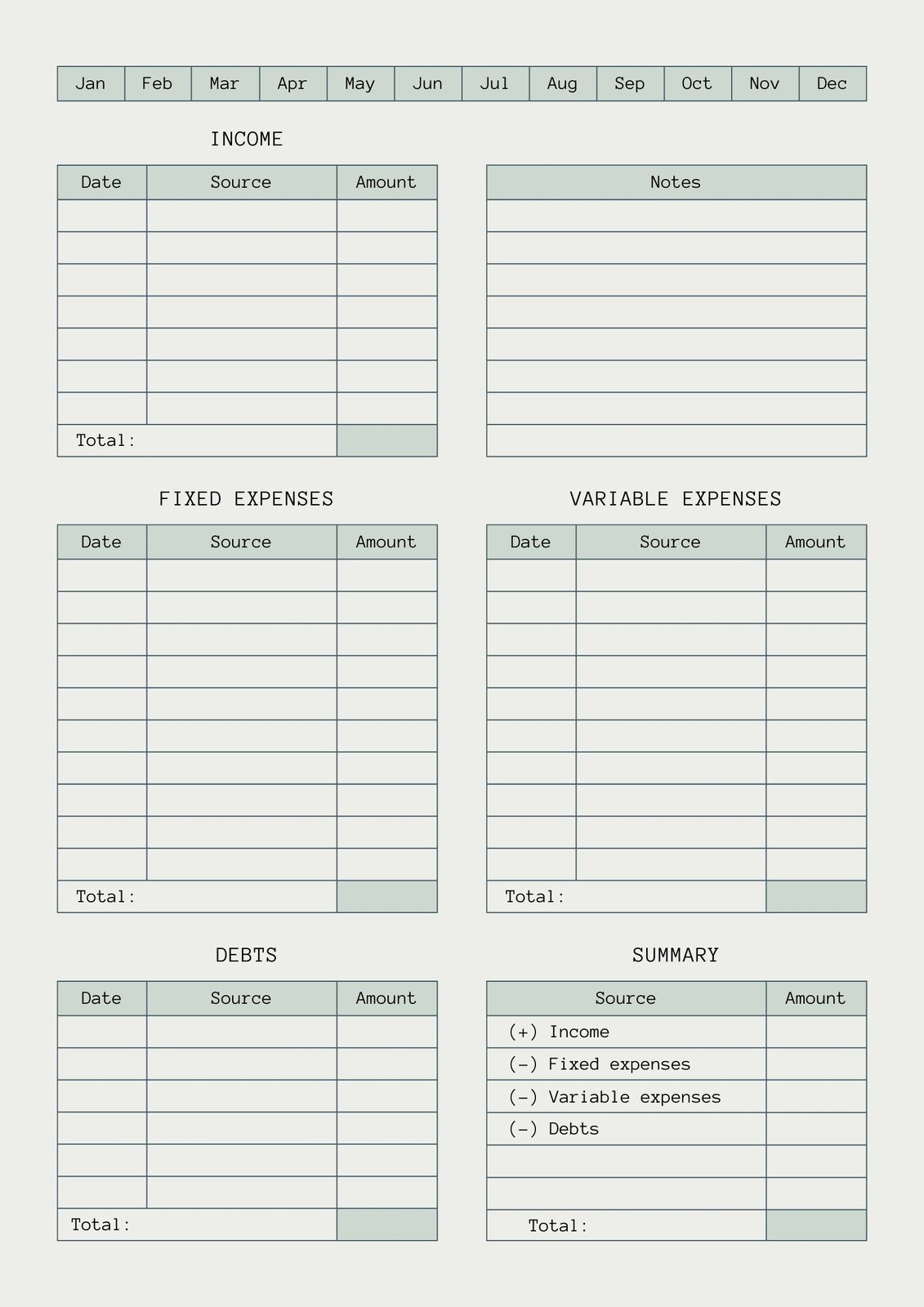 Free And Customizable Budget Templates in Budgeting Charts Free Printable