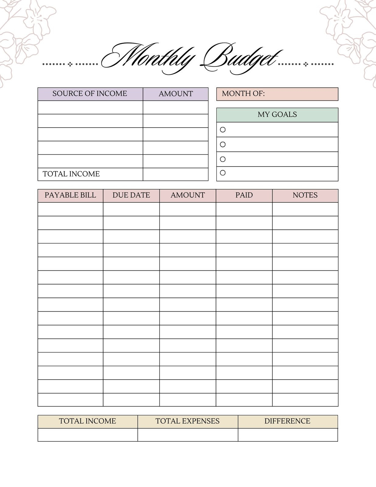 Free And Customizable Budget Templates within Free Printable Home Budget Planner