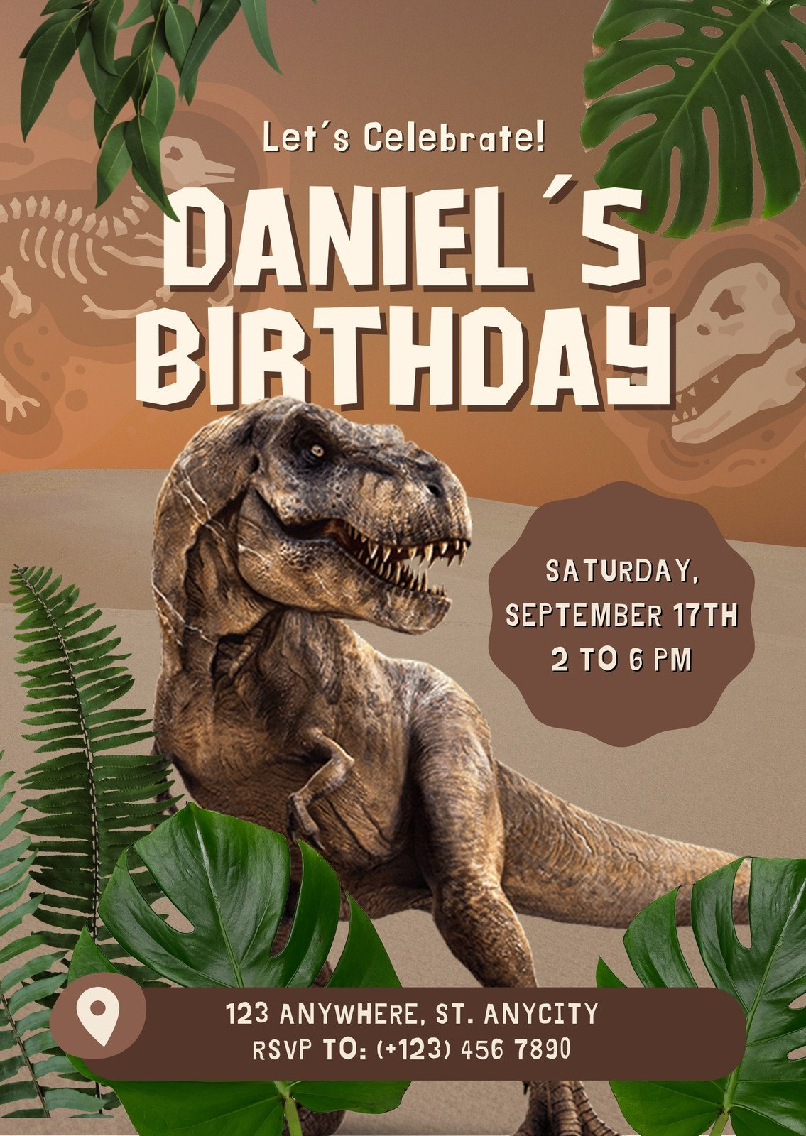 Free And Customizable Dinosaur Templates in Free Printable Dinosaur Birthday Invitations