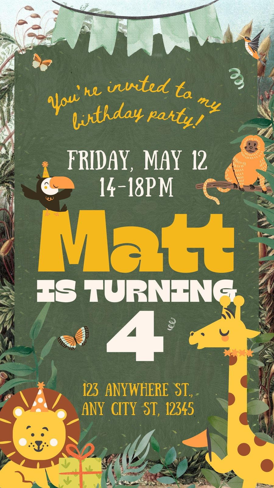 Free And Customizable Safari Templates intended for Jungle Theme Birthday Invitations Free Printable