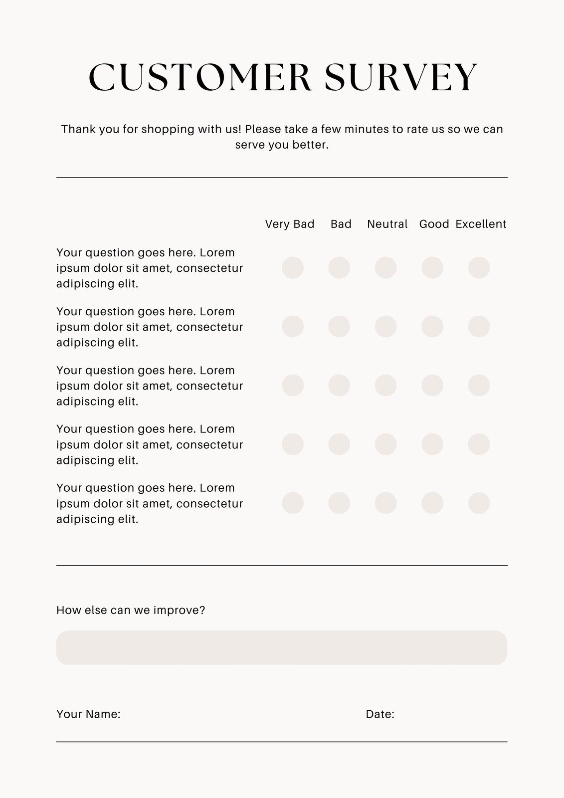 Free And Customizable Survey Templates with Free Printable Survey Generator