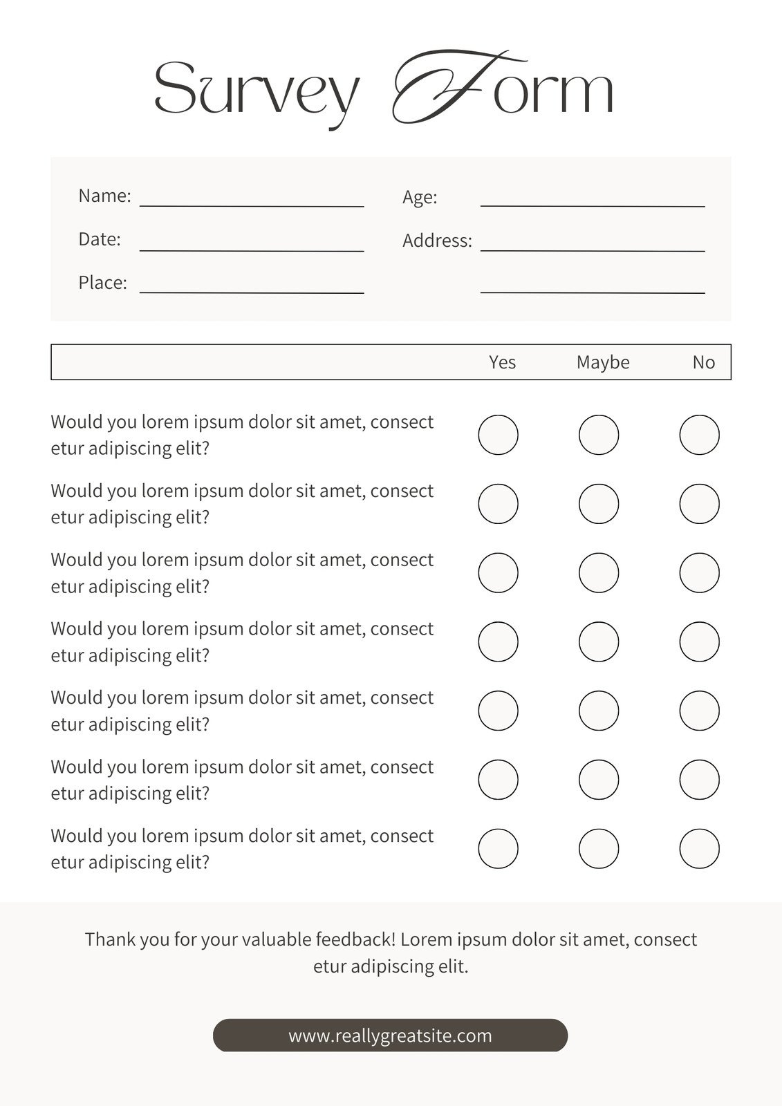 Free And Customizable Survey Templates with Free Printable Survey Generator