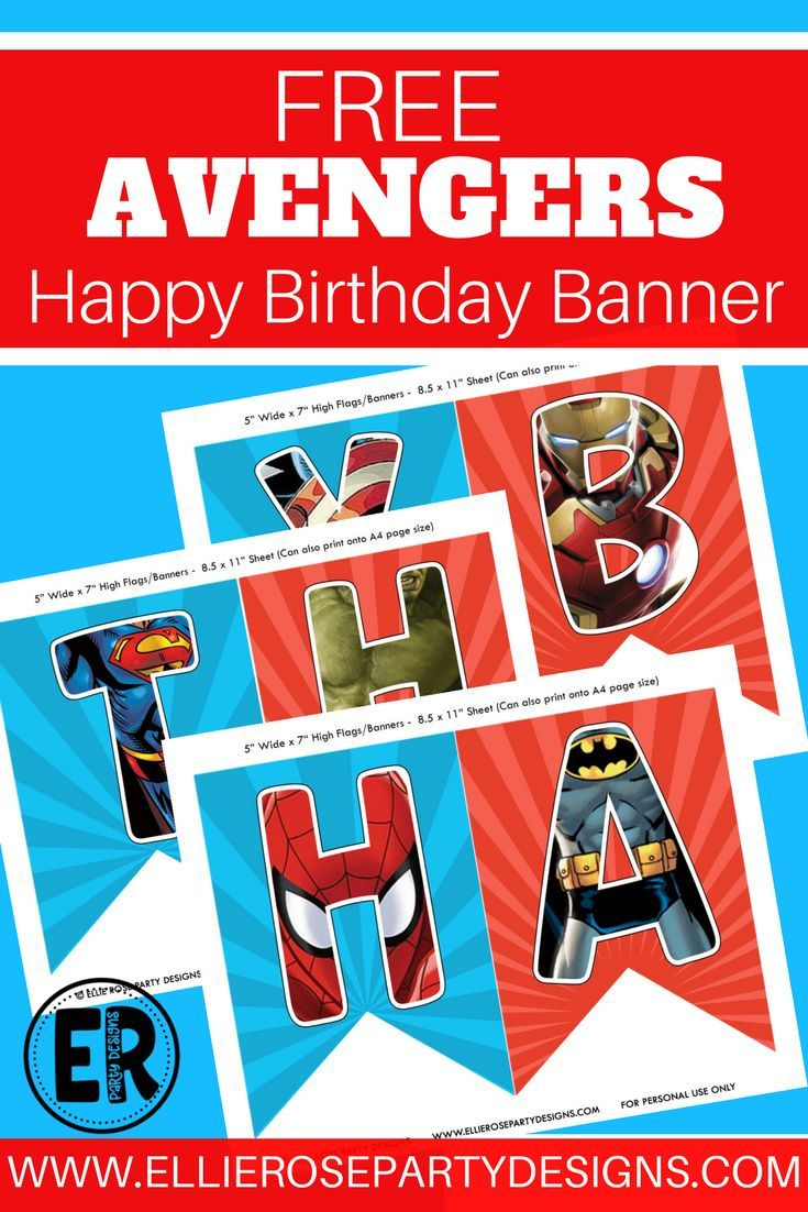 Free Avengers Birthday Party Printables | Ellierosepartydesigns regarding Free Avengers Birthday Party Printables