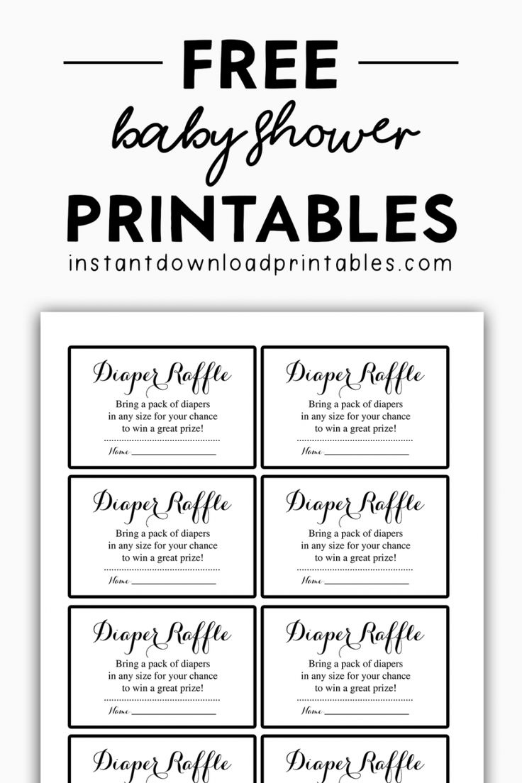 Free Baby Shower Black And White Printables - Instant Download regarding Diaper Raffle Free Printable