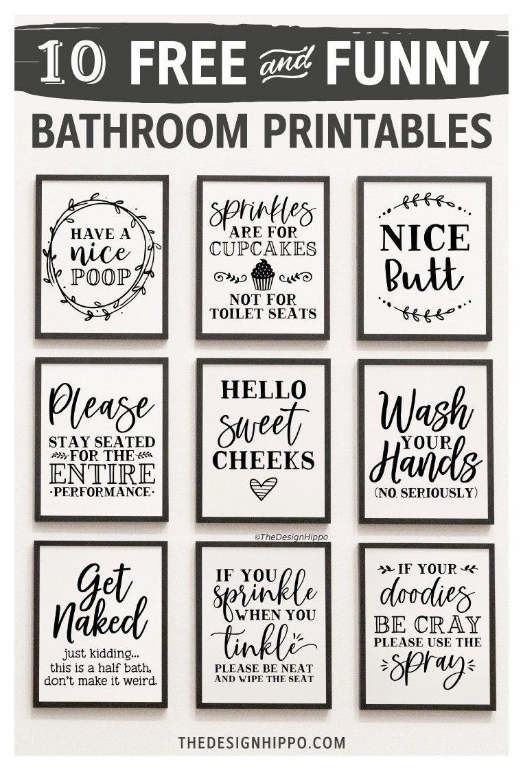 Free Bathroom Decor Printables - Set Of 10 Funny Quotes #Bathroom in Free Printable Funny Signs