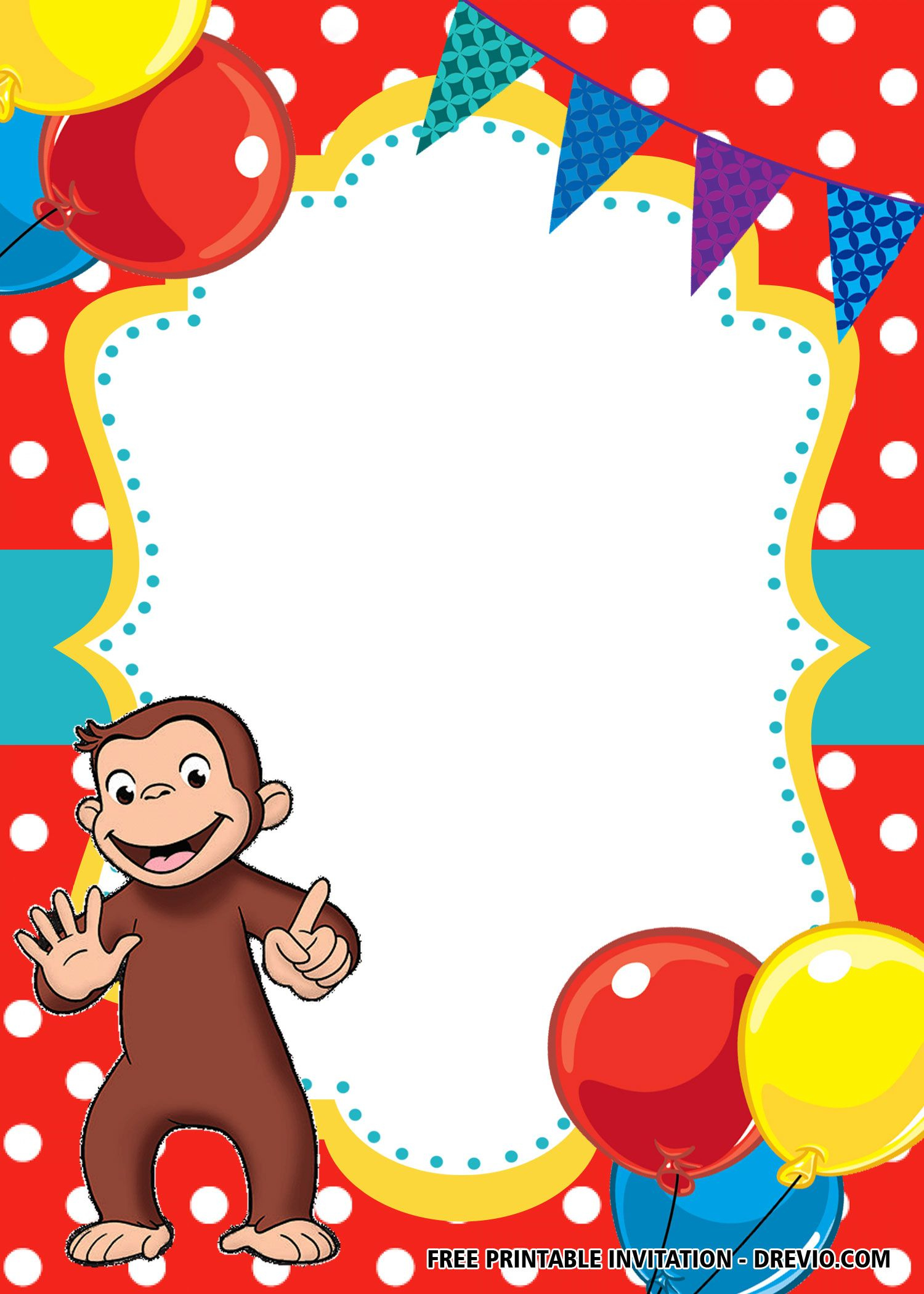 Free Blank Curious George Invitation Templates with regard to Free Printable Curious George Invitations