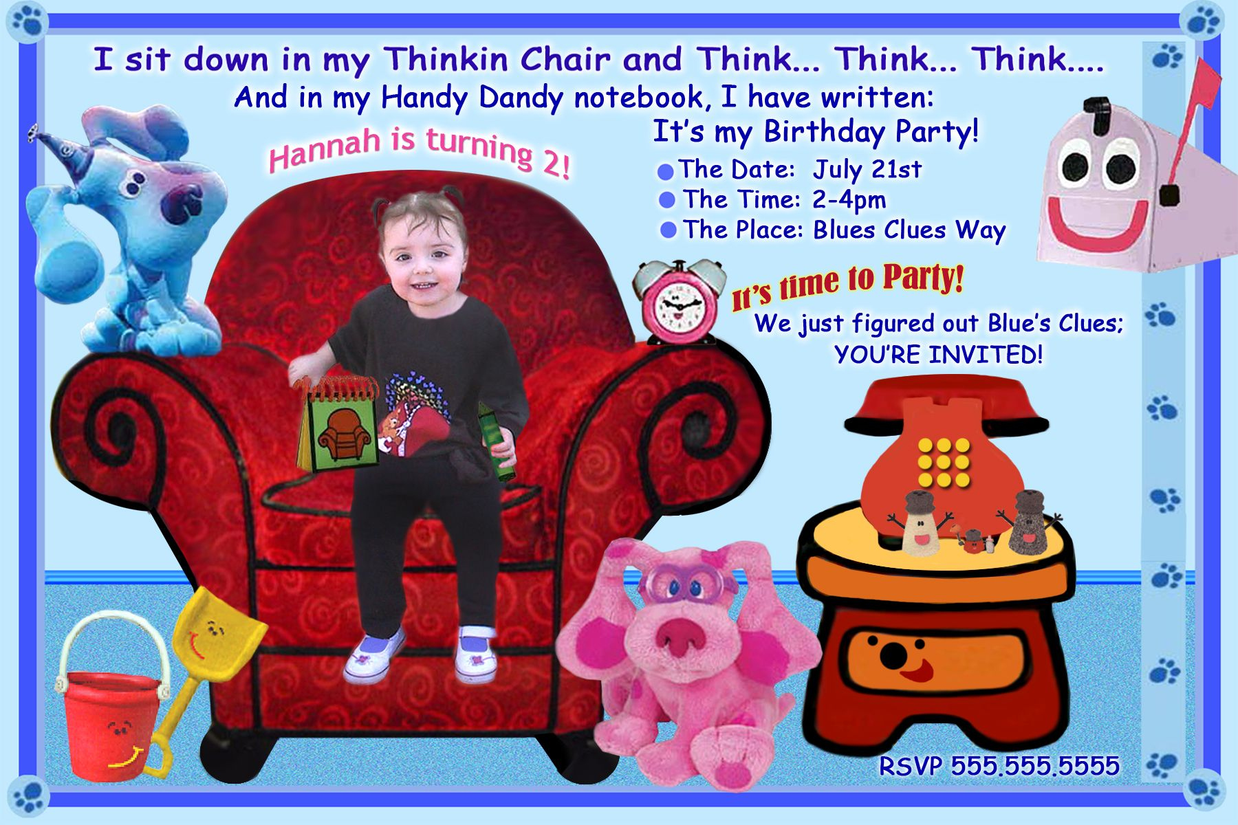 Free Blues Clues Birthday Invitations Ideas | Printable Birthday in Blue&amp;#039;S Clues Invitations Free Printable