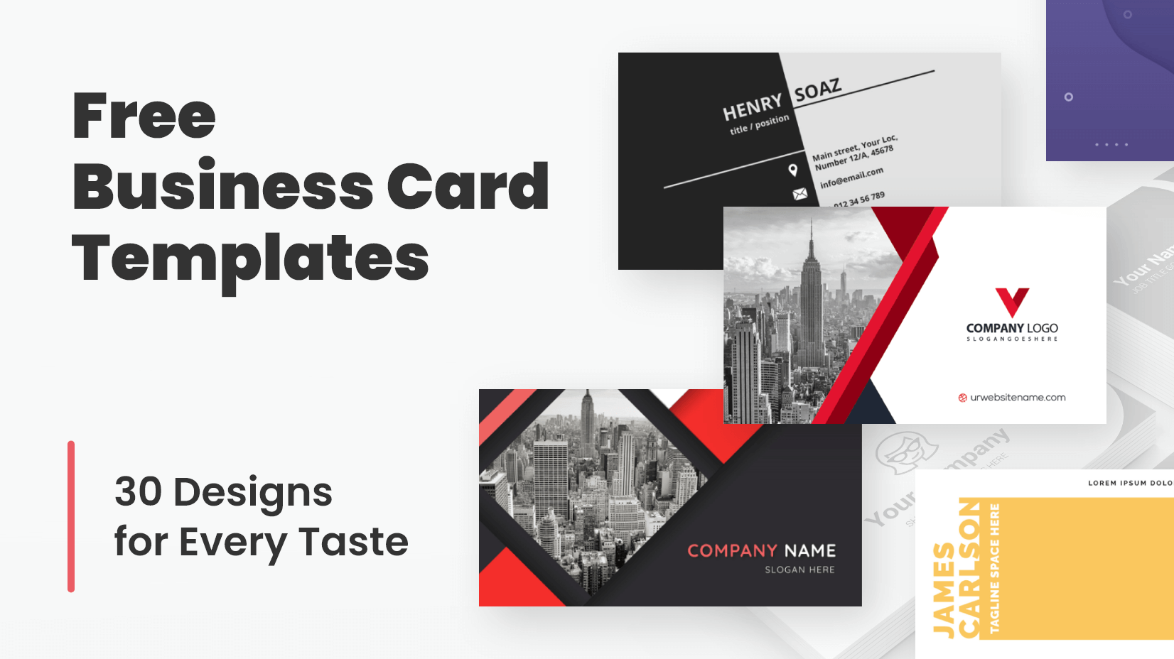 Free Business Card Templates: 30 Designs For Every Taste | Graphicmam for Free Printable Business Card Maker