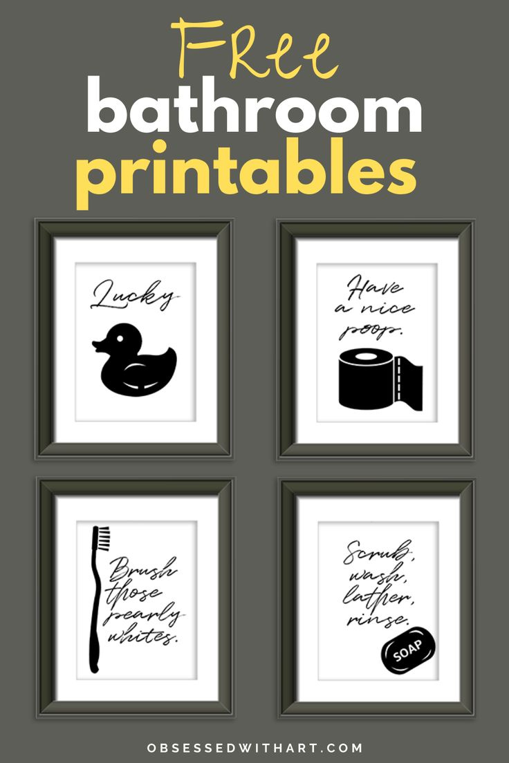 Free B&amp;amp;W Bathroom Printables intended for Free Bathroom Printables