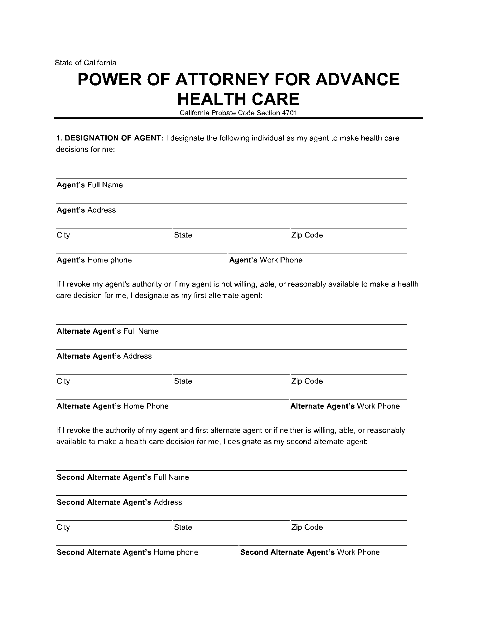 Free California Advance Health Care Directive Form | Cocosign for Free Printable Advance Directive Form