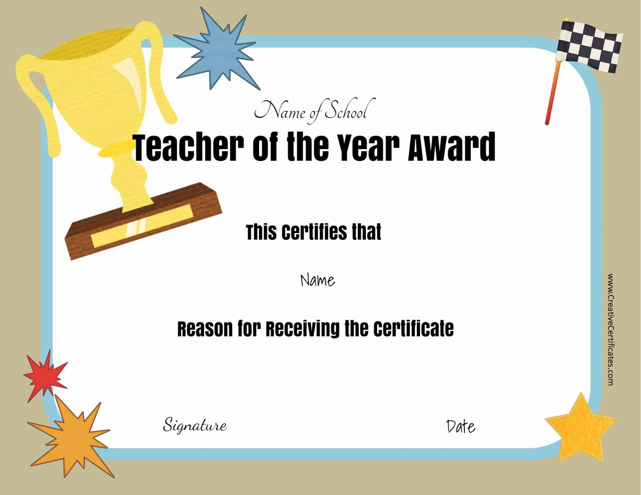 Free Certificate Of Appreciation For Teachers | Customize Online for Free Printable Certificates For Teachers