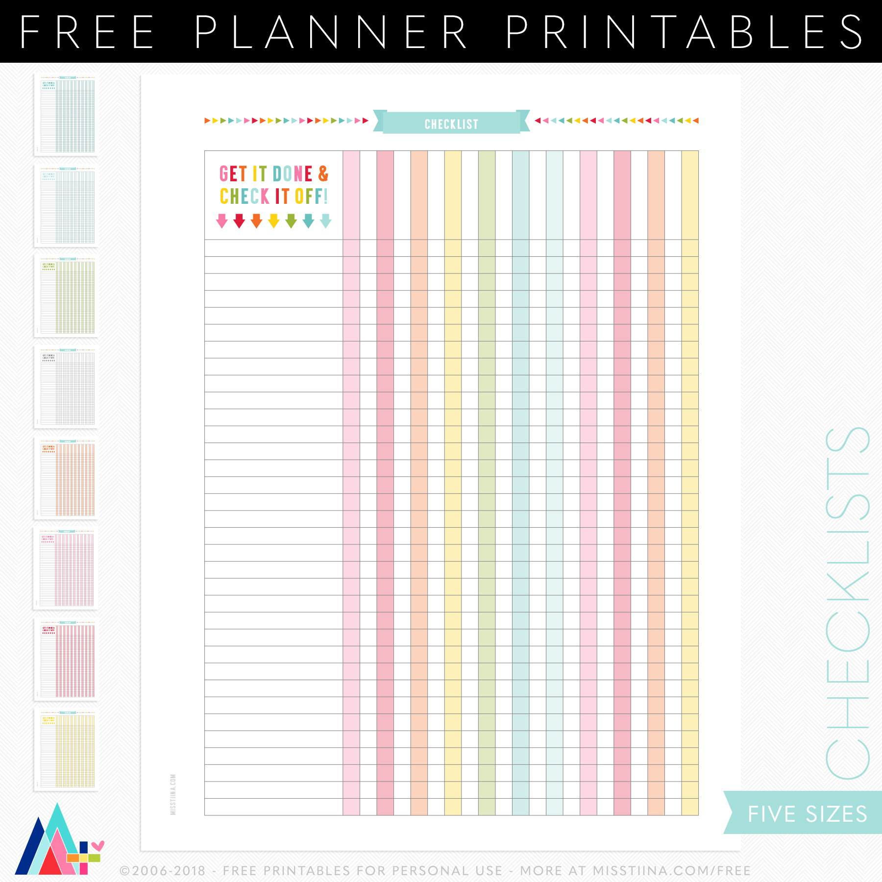 Free Checklists Planner Page Printables • Miss Tiina in Free Printable Checklist