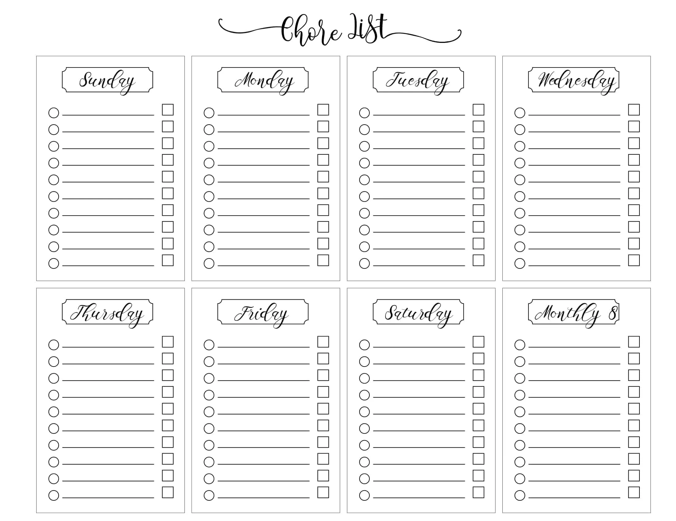 Free Chore Chart Template | 101 Different Designs pertaining to Free Printable Charts And Lists