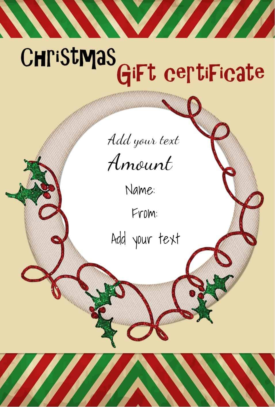 Free Christmas Gift Certificate Template | Customize &amp;amp; Download throughout Free Printable Xmas Gift Certificates