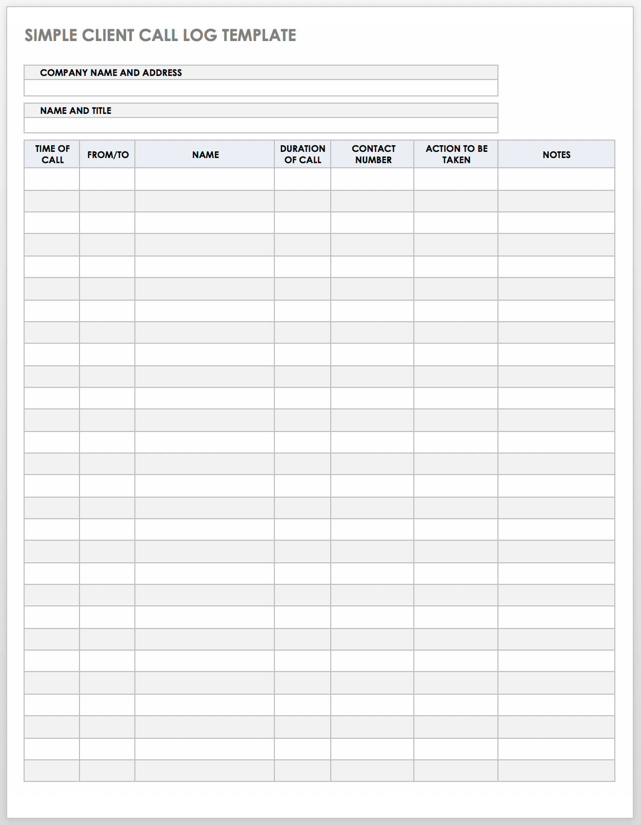 Free Client Call Log Templates | Smartsheet with Free Printable Call Log Template