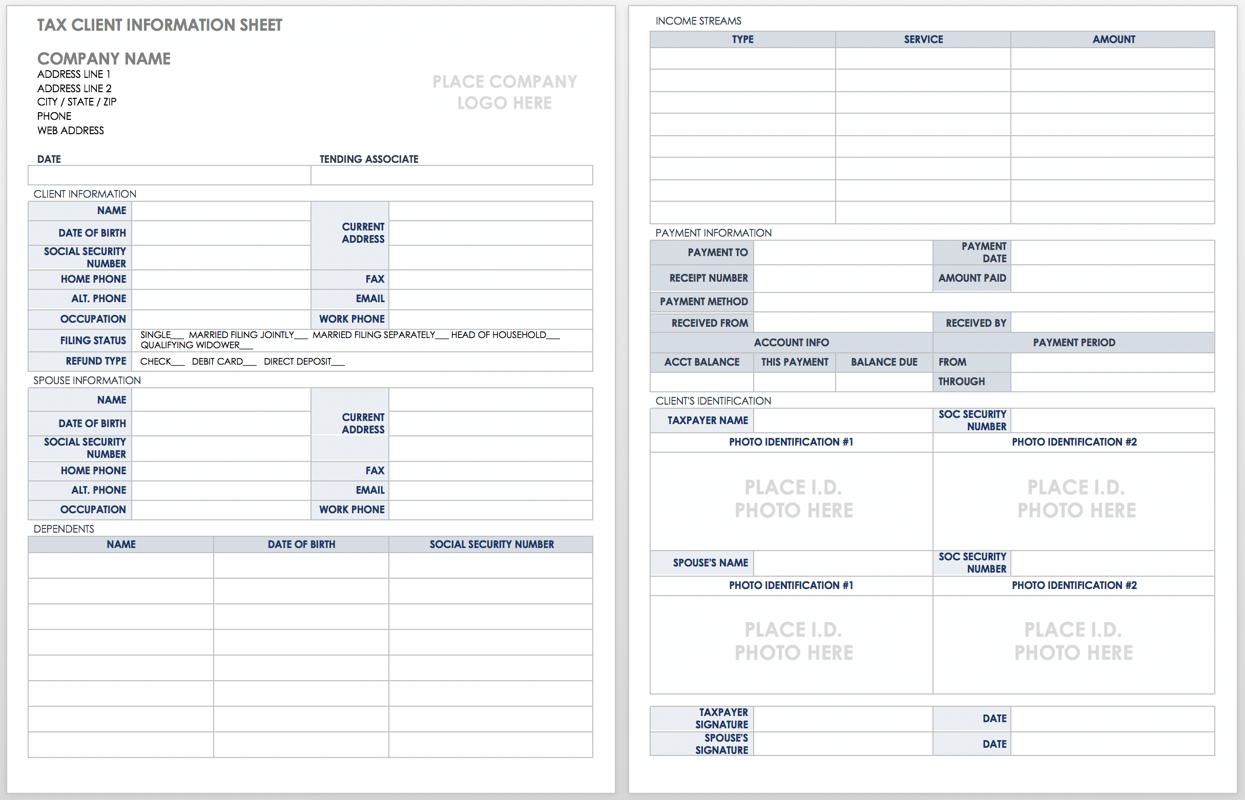 Free Client Information Forms &amp;amp; Templates | Smartsheet inside Free Printable Customer Information Sheets