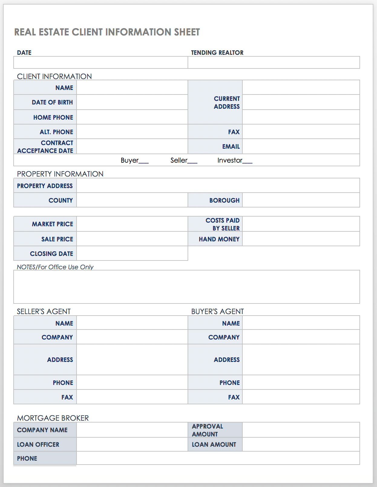 Free Client Information Forms &amp;amp; Templates | Smartsheet throughout Free Printable Customer Information Sheets