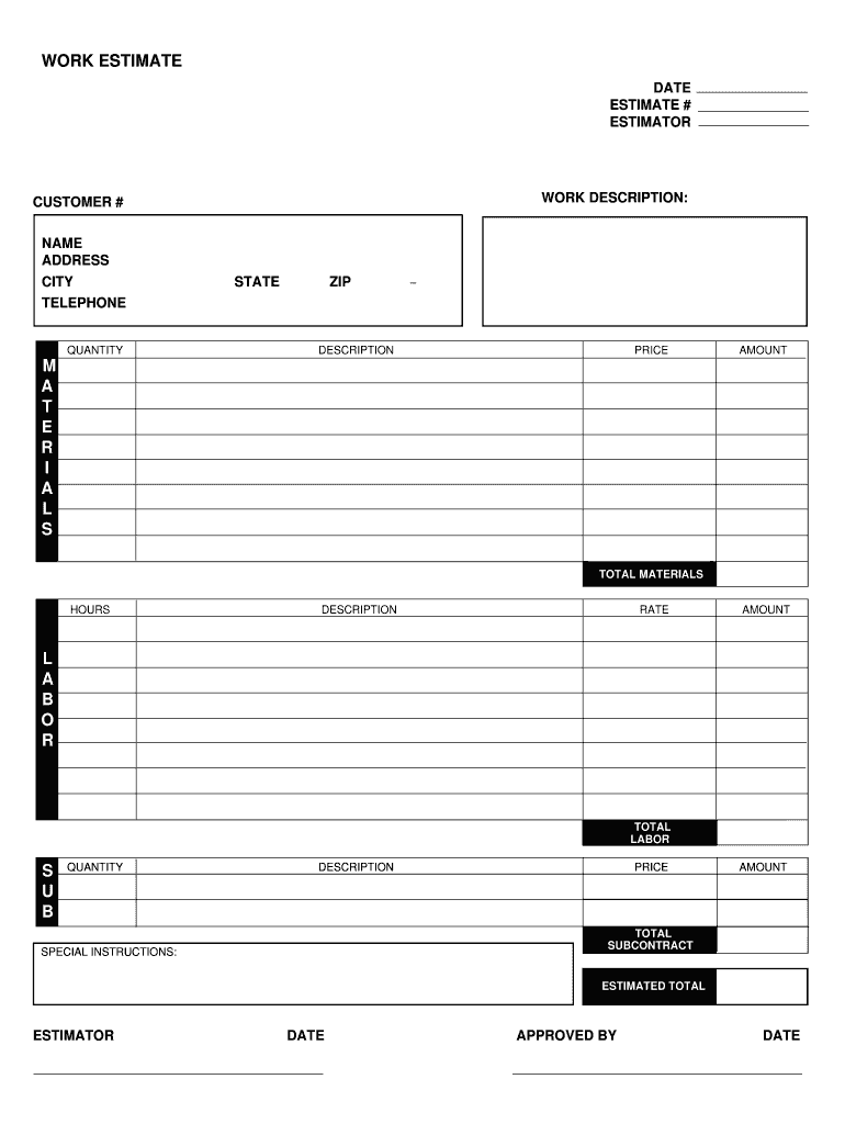 Free Construction Estimate Template Pdf: Fill Out &amp;amp; Sign Online throughout Free Printable Job Quote Forms