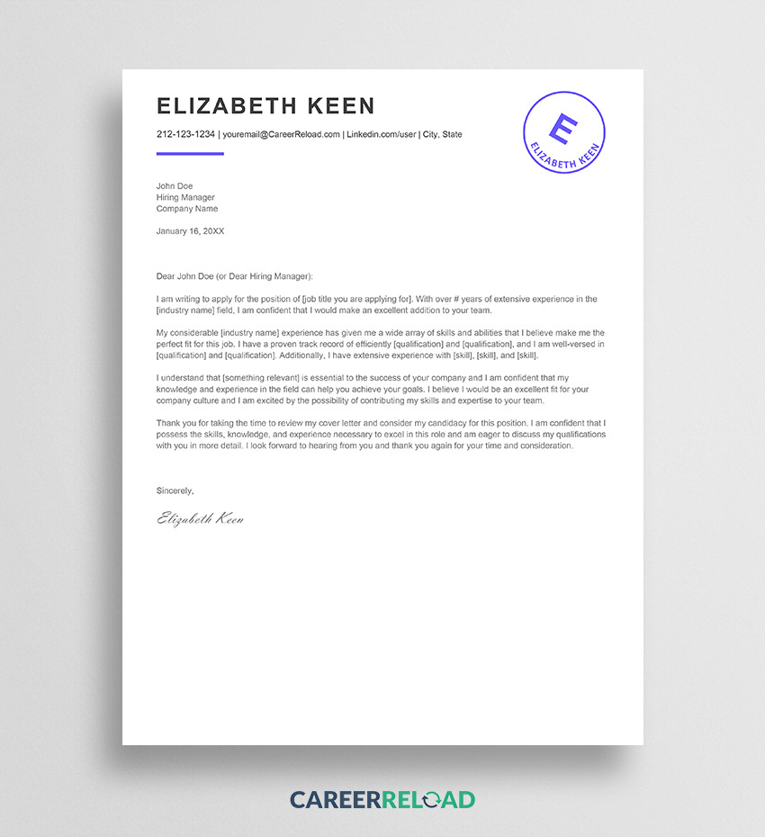 Free Cover Letter Templates For Microsoft Word - Free Download with Free Printable Cover Letter Format