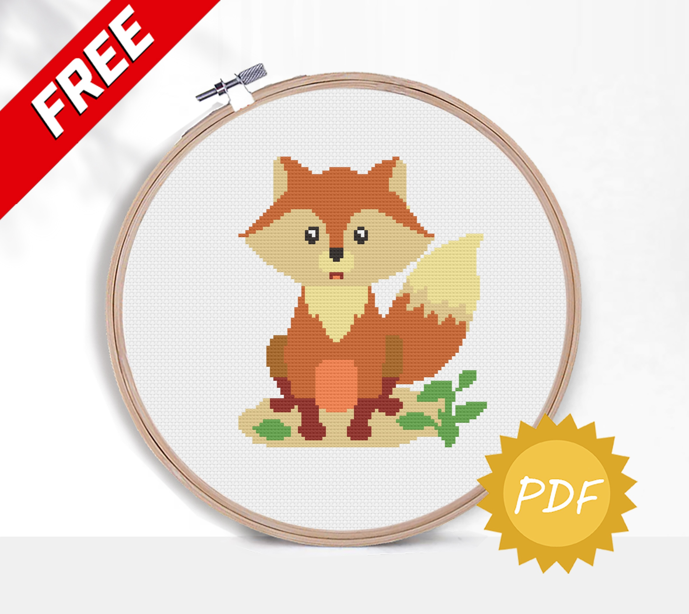 Free Cross Stitch Animal Pattern: Fox - Cheering Studio with Free Printable Cross Stitch