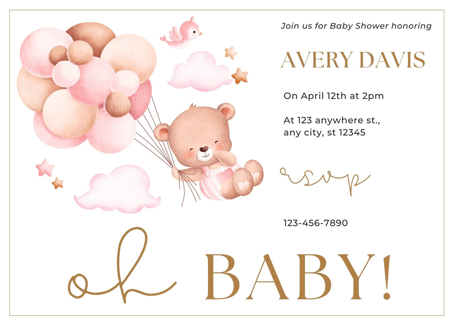 Free, Custom Printable Baby Shower Invitation Templates | Canva inside Free Printable Baby Shower Invitations