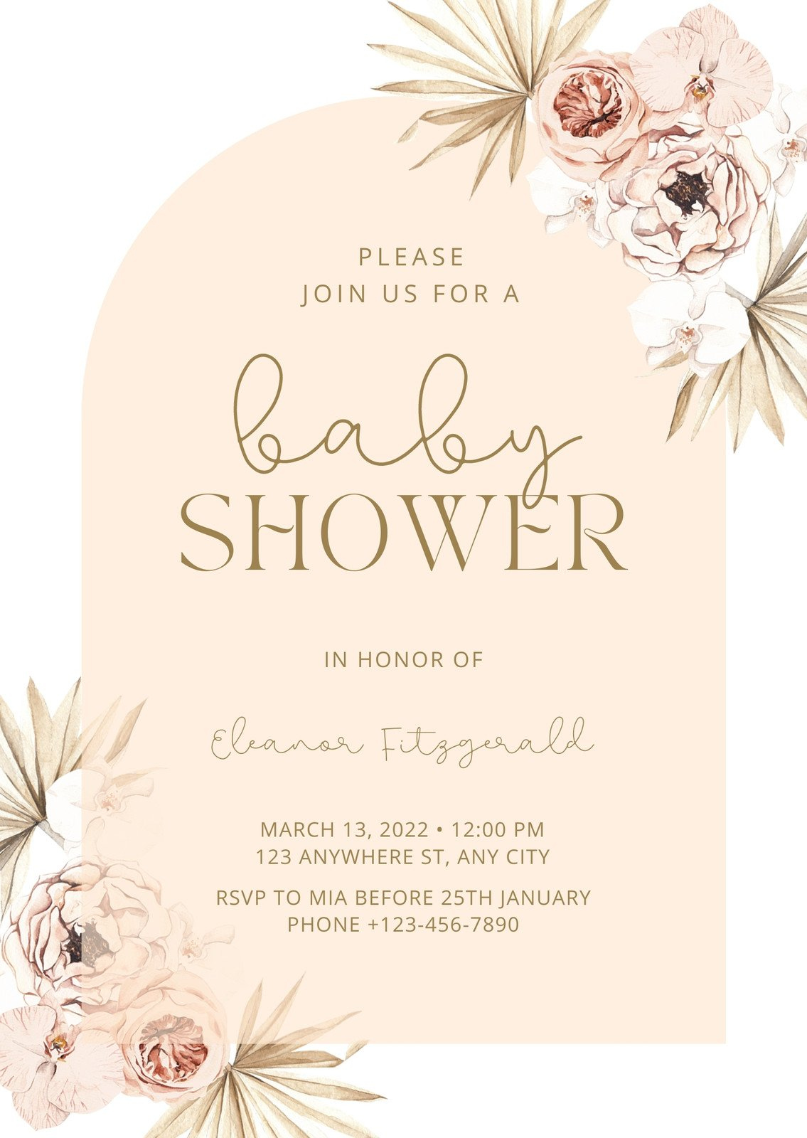 Free, Custom Printable Baby Shower Invitation Templates | Canva intended for Free Boho Baby Shower Printables