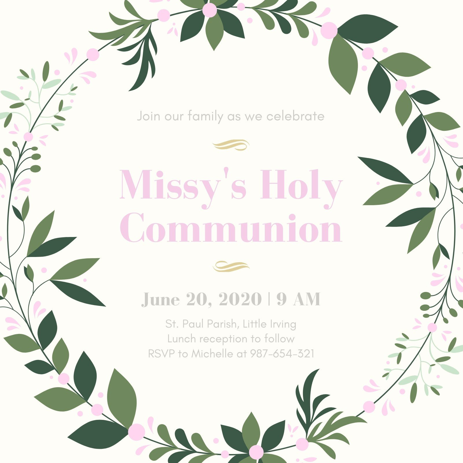 Free Custom Printable First Communion Invitation Templates | Canva throughout First Holy Communion Cards Printable Free