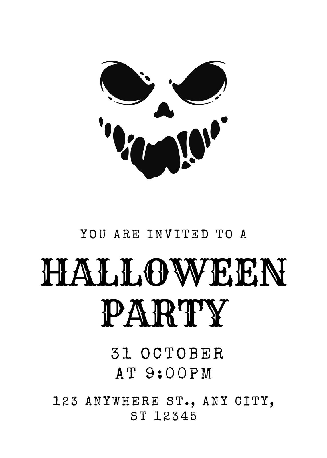 Free Custom Printable Halloween Invitation Templates | Canva inside Halloween Invitations Free Printable Black and White