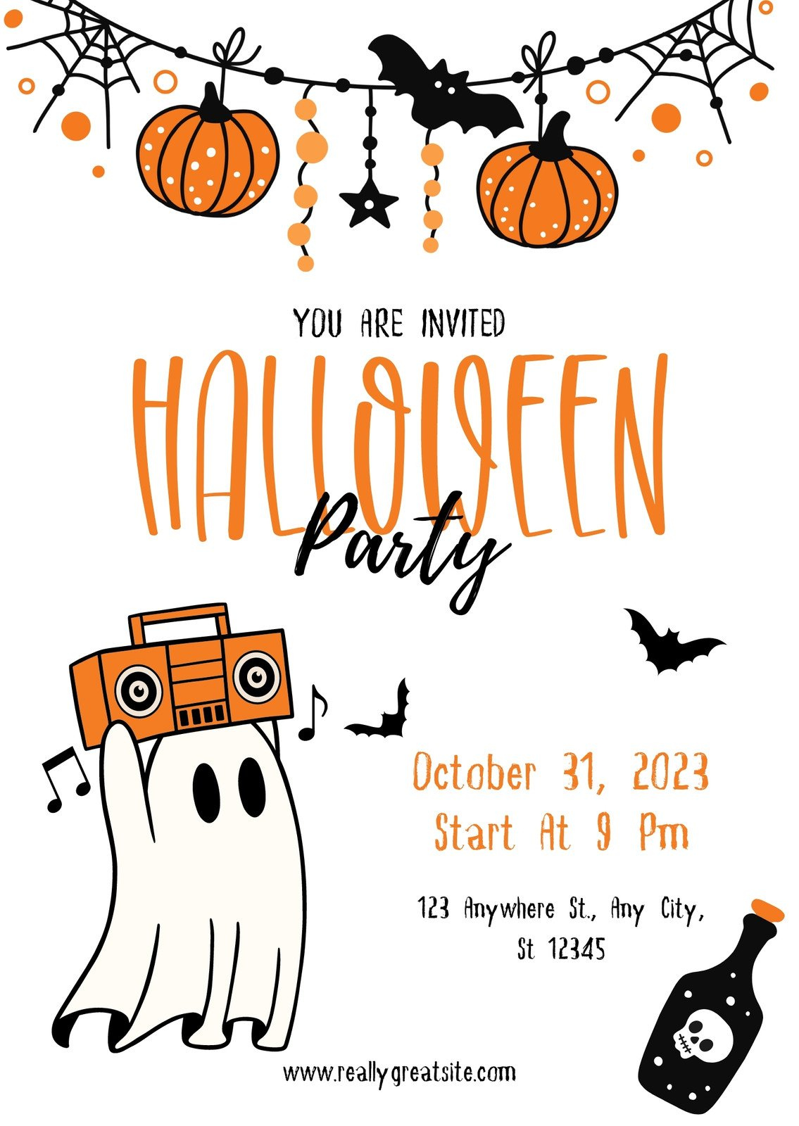 Free Custom Printable Halloween Invitation Templates | Canva within Free Printable Halloween Invitations for Adults