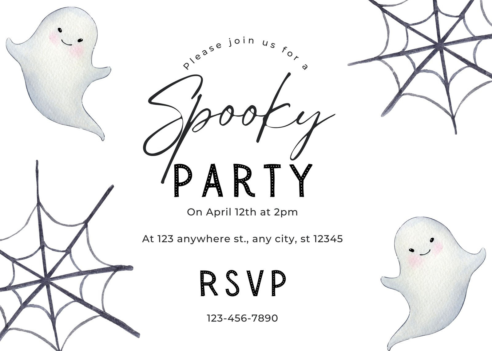 Free Custom Printable Halloween Invitation Templates | Canva within Halloween Invitations Free Printable Black And White