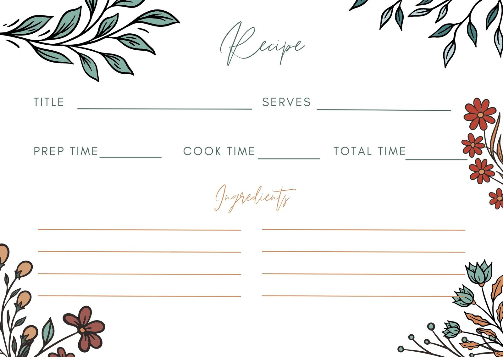 Free, Custom Printable Recipe Card Templates Online | Canva pertaining to Free Printable Recipe Cards