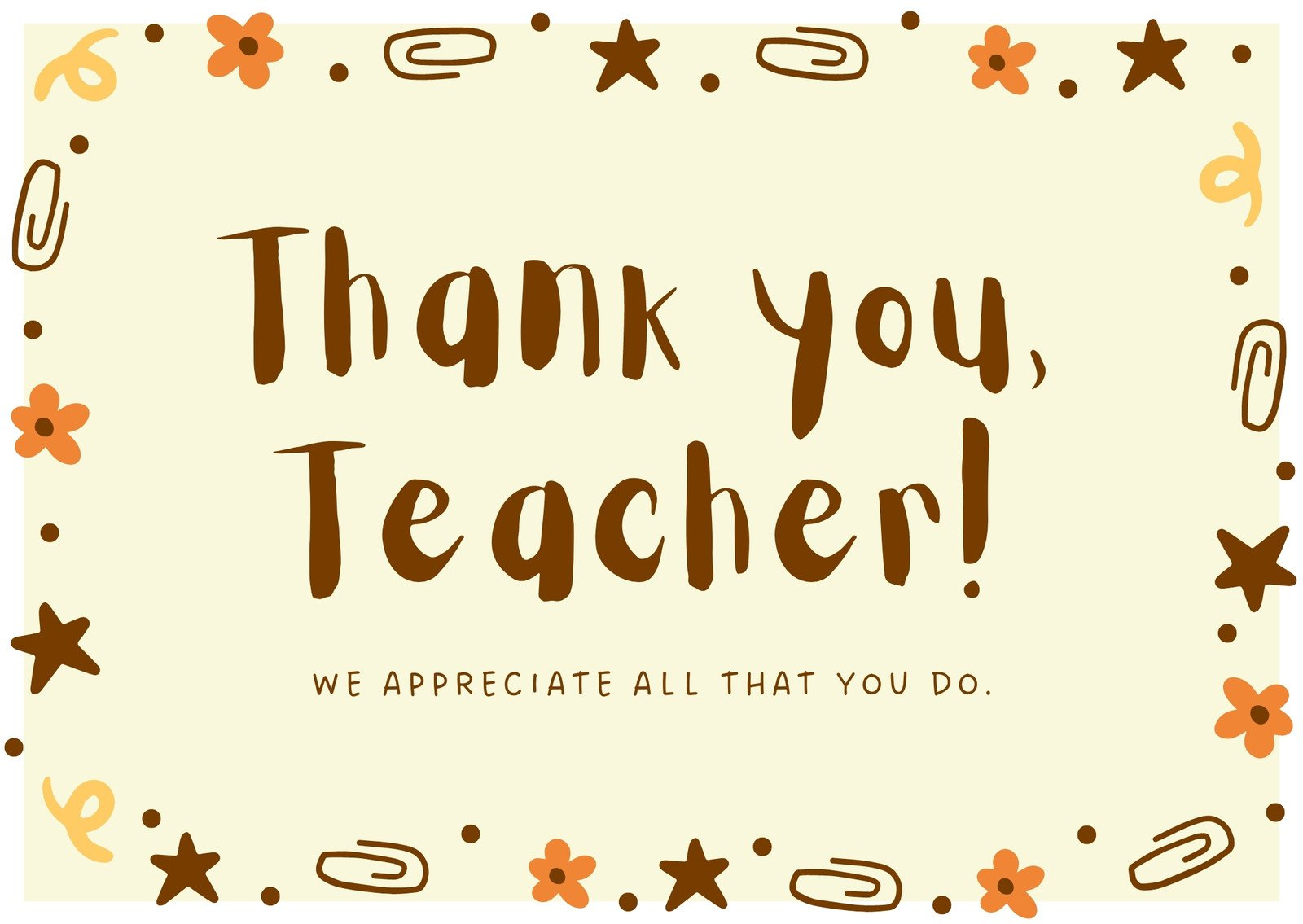 Free Custom Printable Teacher Thank You Card Templates | Canva regarding Thank You Teacher Printables Free