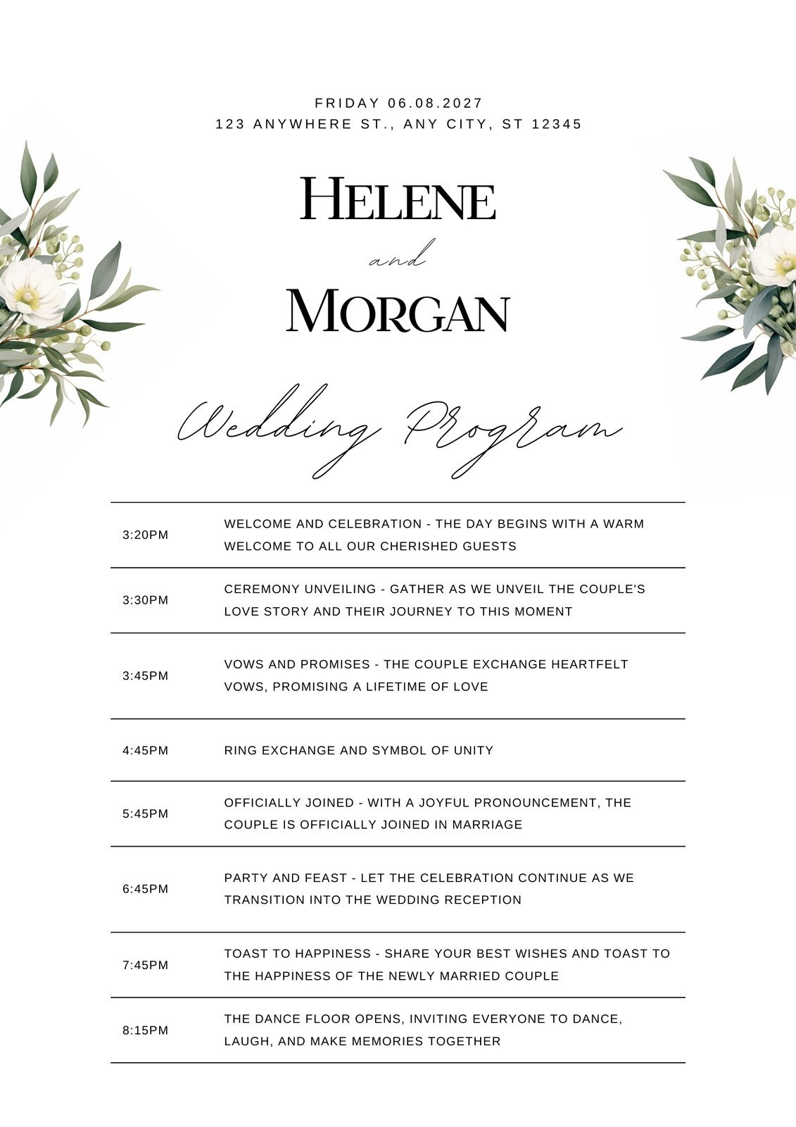 Free, Custom Printable Wedding Program Templates | Canva in Free Printable Wedding Program Samples