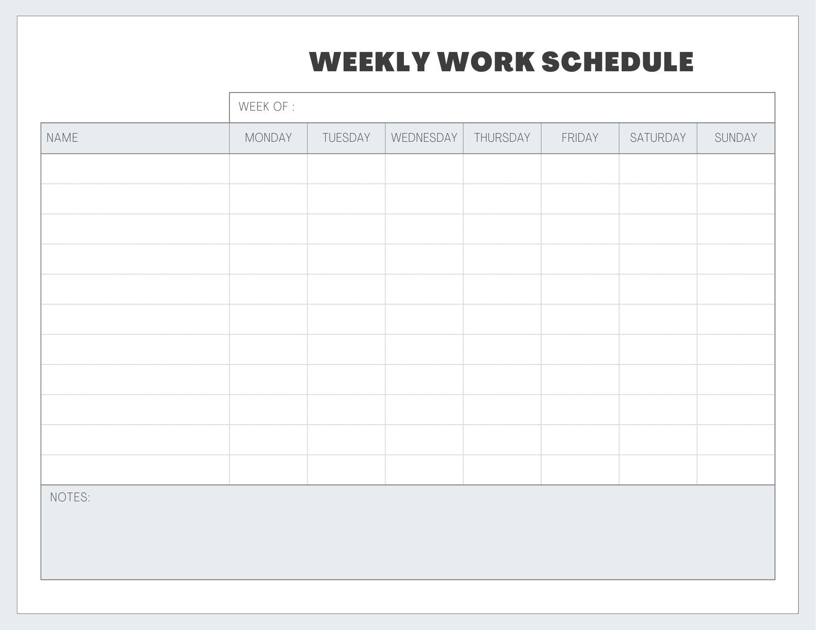 Free Custom Printable Work Schedule Planner Templates | Canva intended for Free Printable Weekly Work Schedule