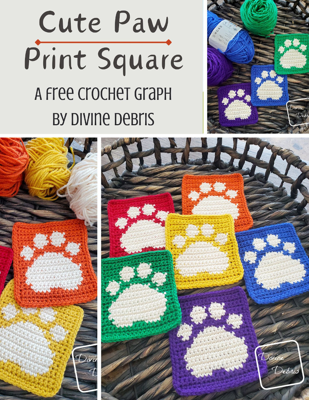 Free Cute Paw Square Crochet Pattern - Puppy Love! for Free Printable Crochet Patterns