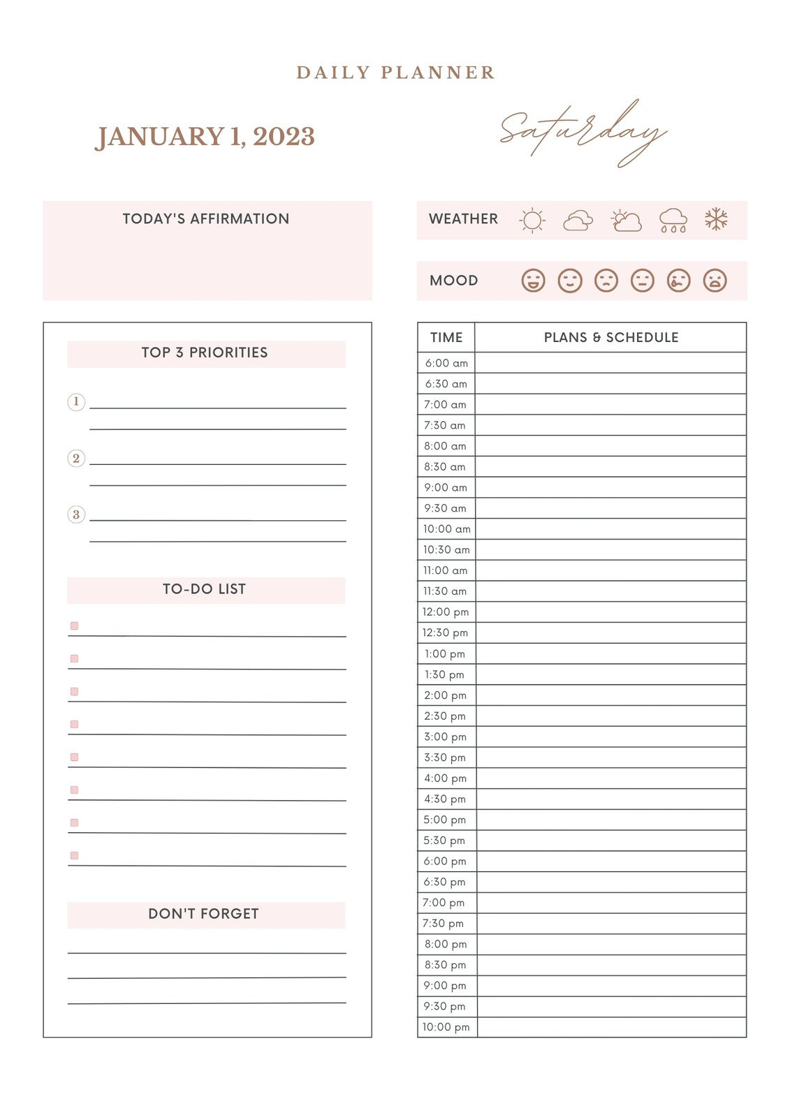 Free Daily Planner Templates To Customize | Canva intended for Free Printable Daily Schedule