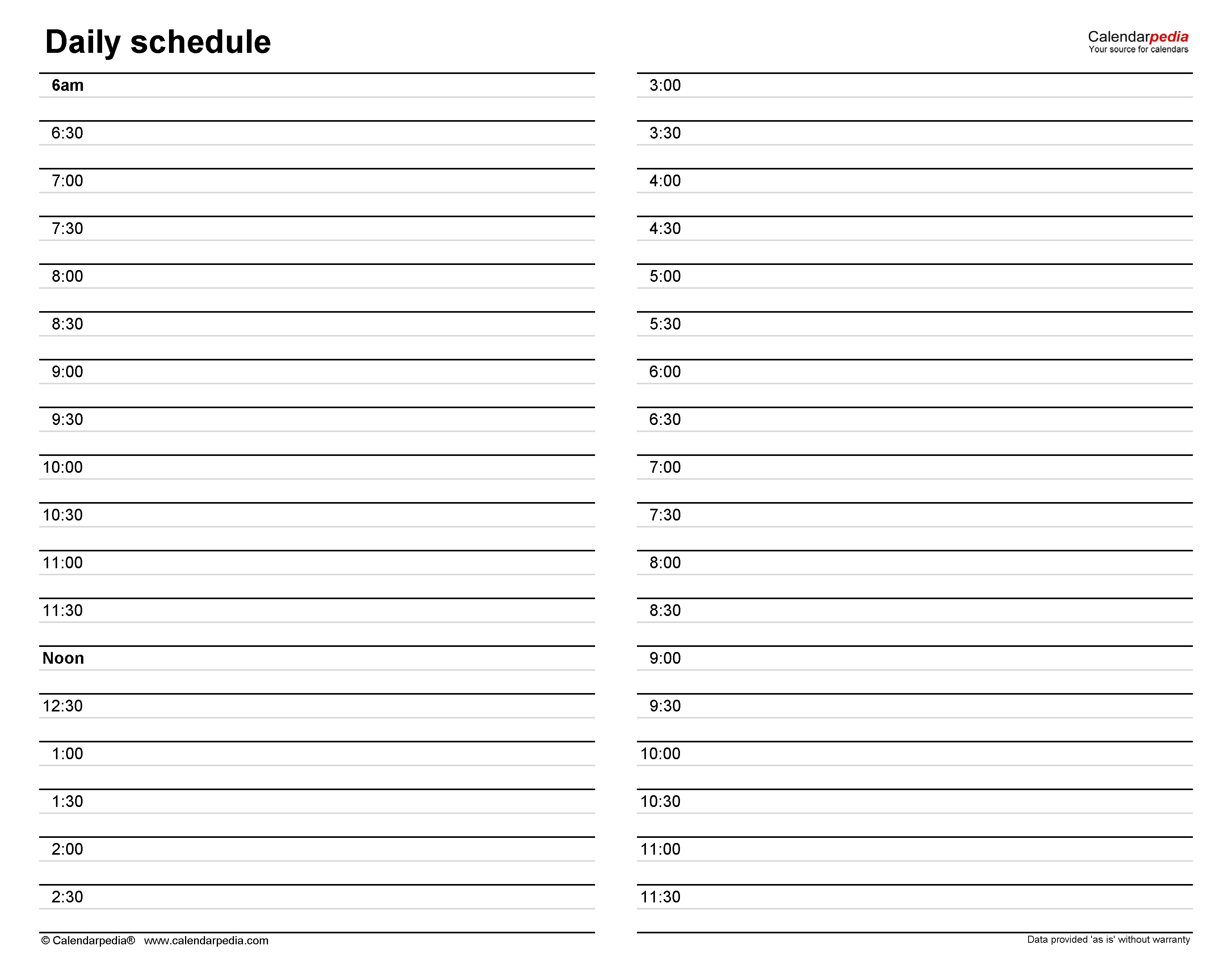 Free Daily Schedules In Pdf Format - 30+ Templates intended for Free Printable Daily Planner 15 Minute Intervals