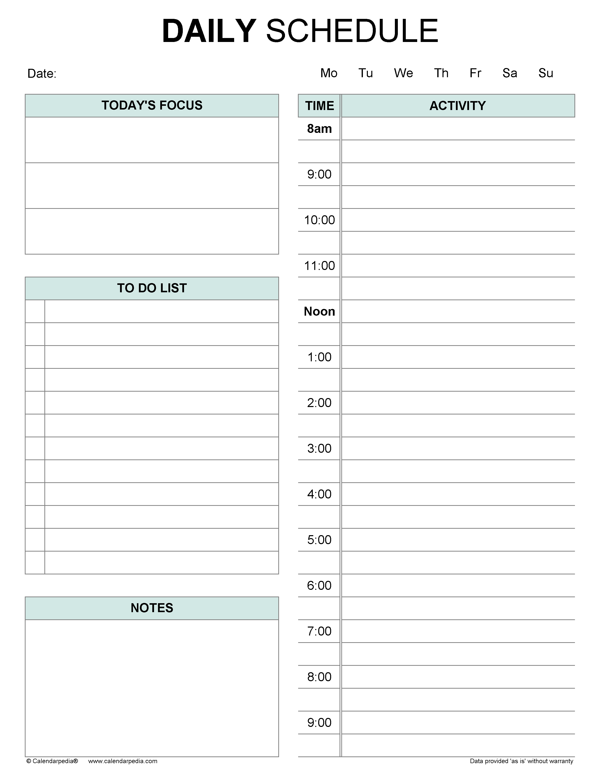 Free Daily Schedules In Pdf Format - 30+ Templates with Free Printable Daily Schedule