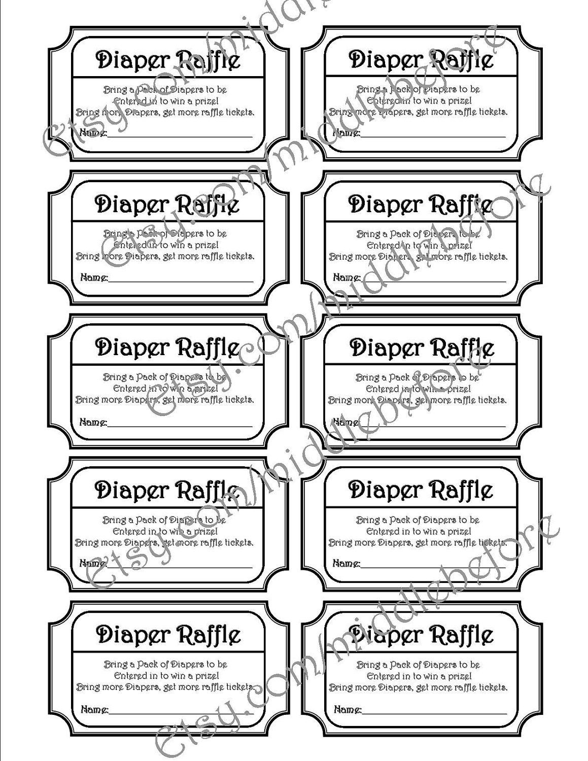 Free Diaper Raffle Tickets Printable in Free Printable Diaper Raffle Tickets Black and White