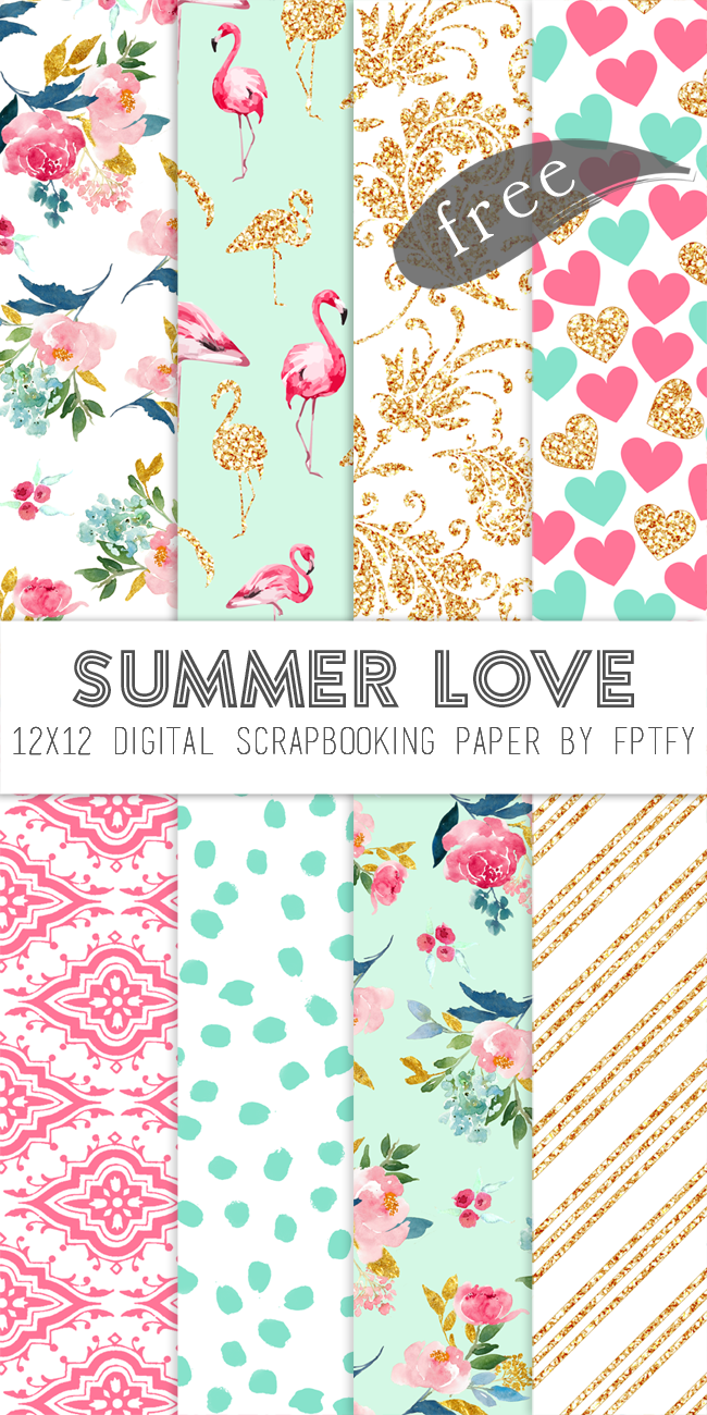 Free Digital Scrapbook Paper-Summer Love | Free Digital for Free Printable Scrapbook Paper