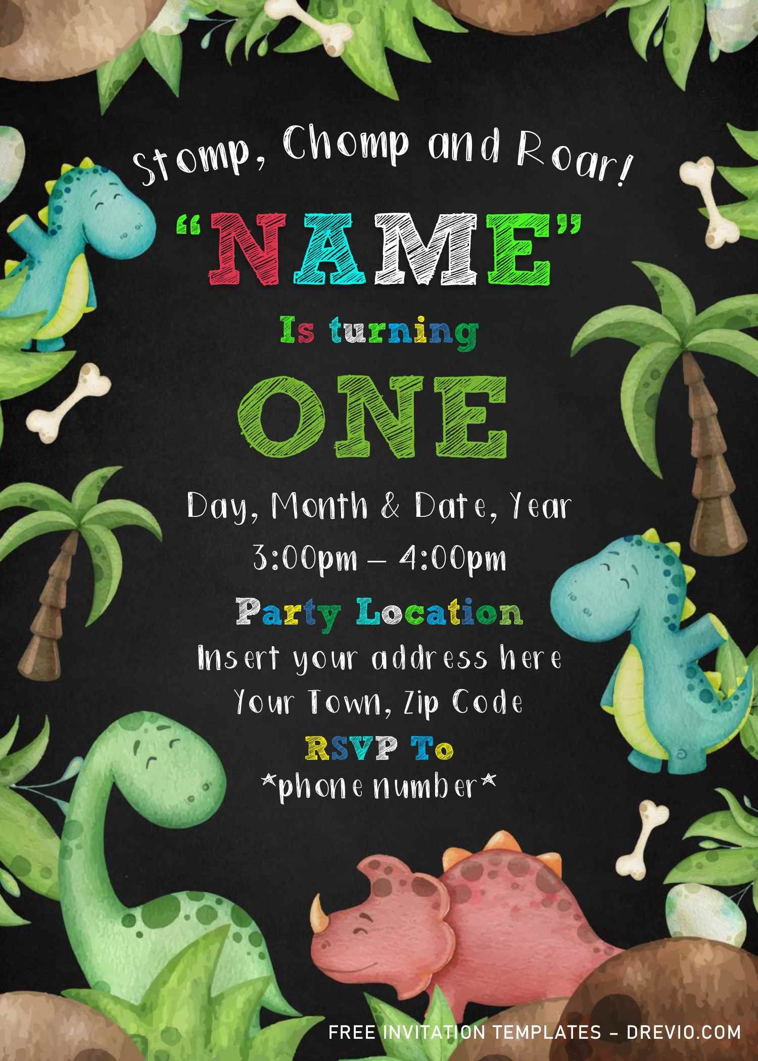 Free Dinosaur Birthday Invitation Templates For Word | Dinosaur throughout Free Printable Dinosaur Birthday Invitations