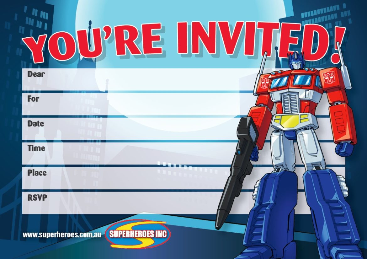 Free Downloadable Transformers Optimus Prime Birthday Party with regard to Transformers Party Invitations Free Printable